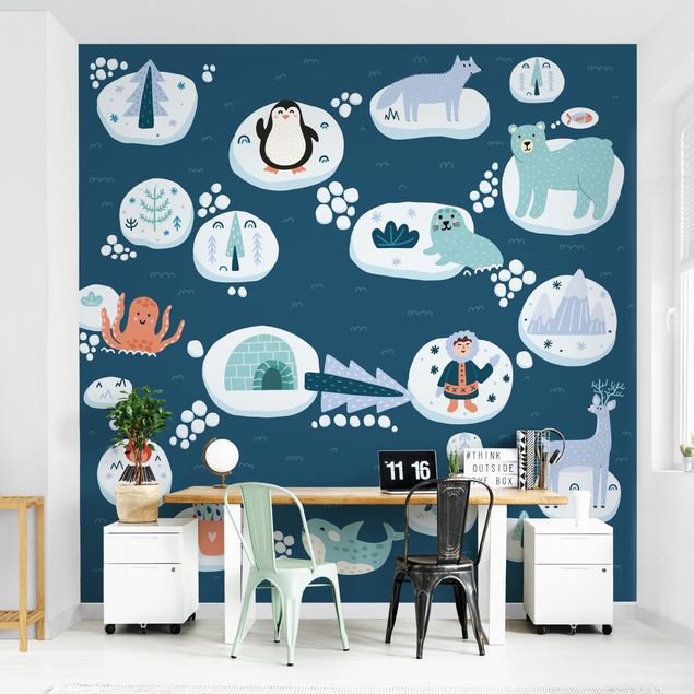 Modern wallpaper designs Playoom Mat Antarctica - Polar Bear Rudi Wants Fish