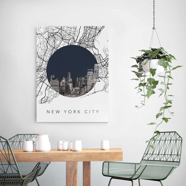 New York skyline print Map Collage New York City