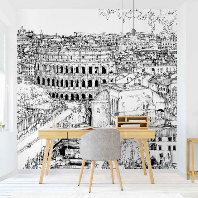 Black white wallpaper City Study - Rome