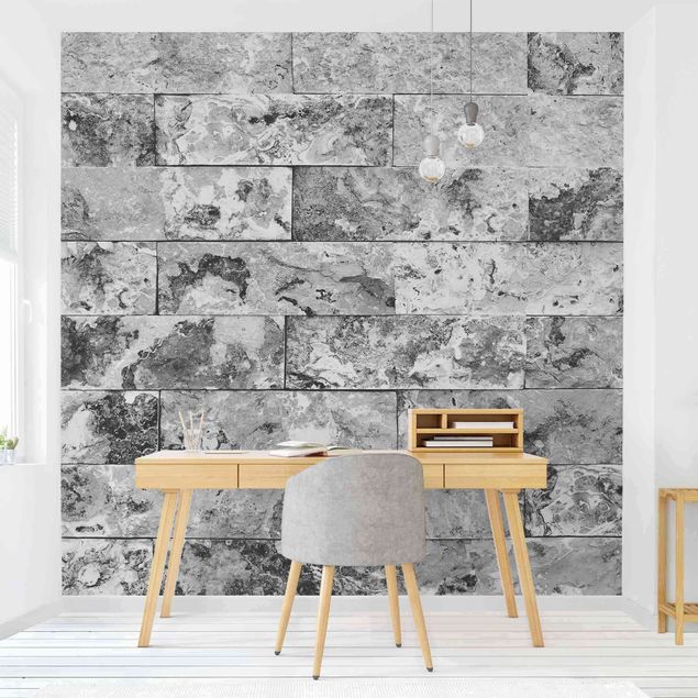 Modern wallpaper designs Stone Wall Natural Marble Grey