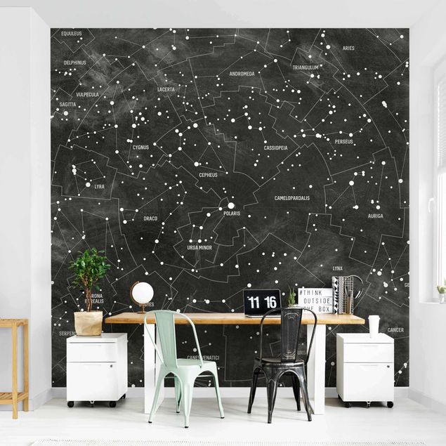 Black white wallpaper Map Of Constellations Blackboard Look