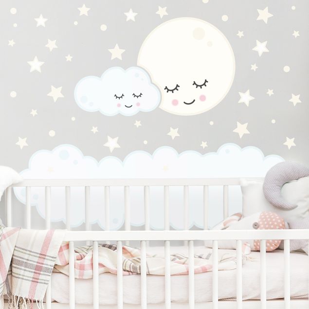 Universe wall stickers Star moon cloud with sleeping eyes