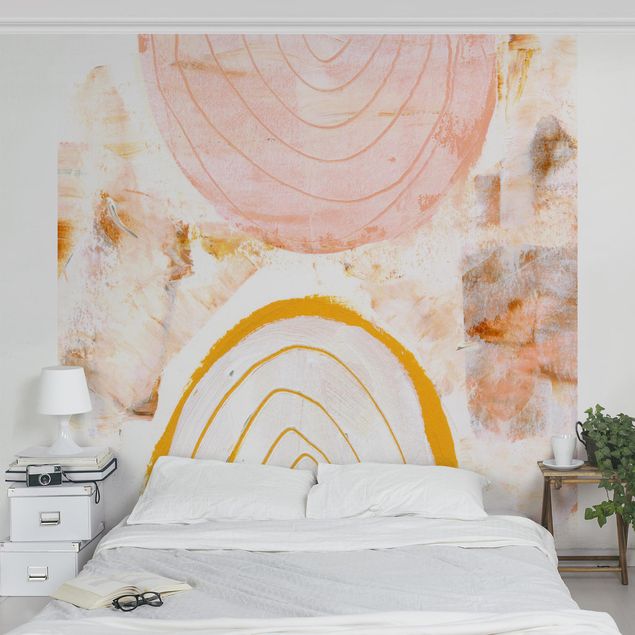 Modern wallpaper designs Bright Colour Arcs In Caramel II