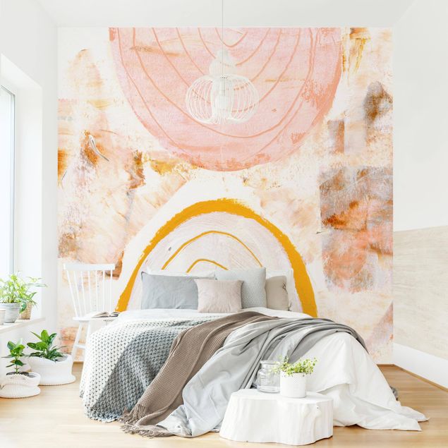 Adhesive wallpaper Bright Colour Arcs In Caramel II