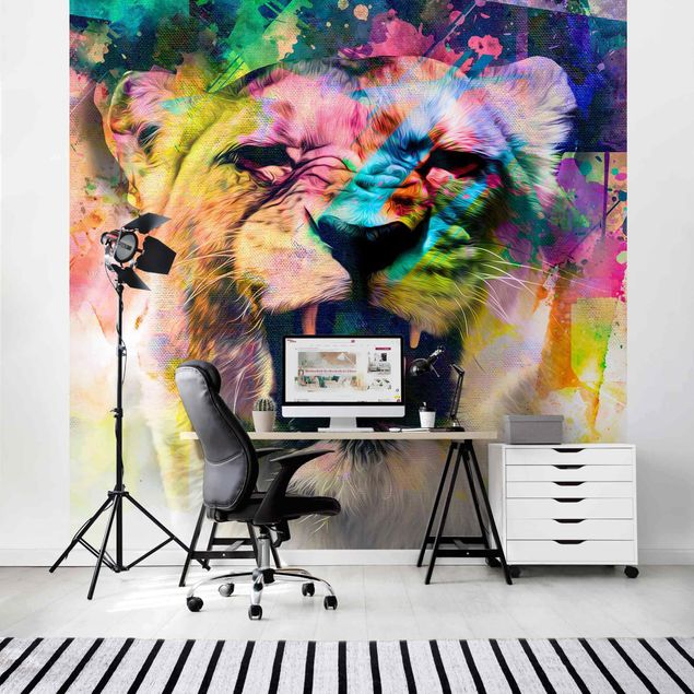 Contemporary wallpaper Street Art Lion