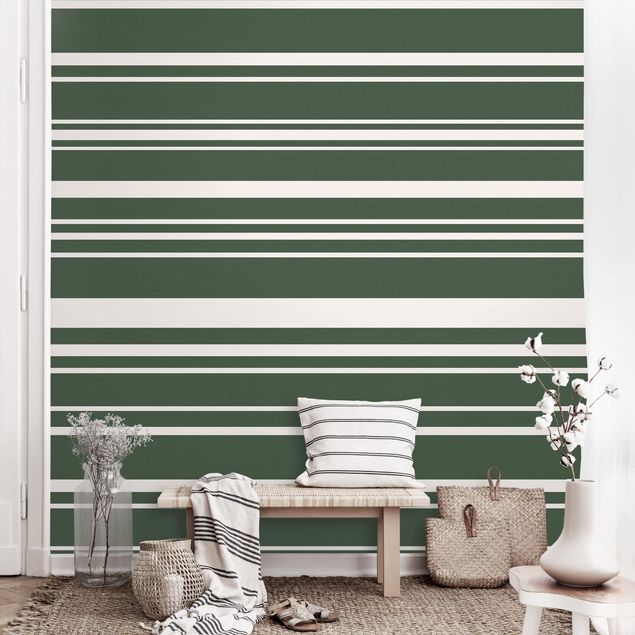Kitchen Stripes On Green Backdrop