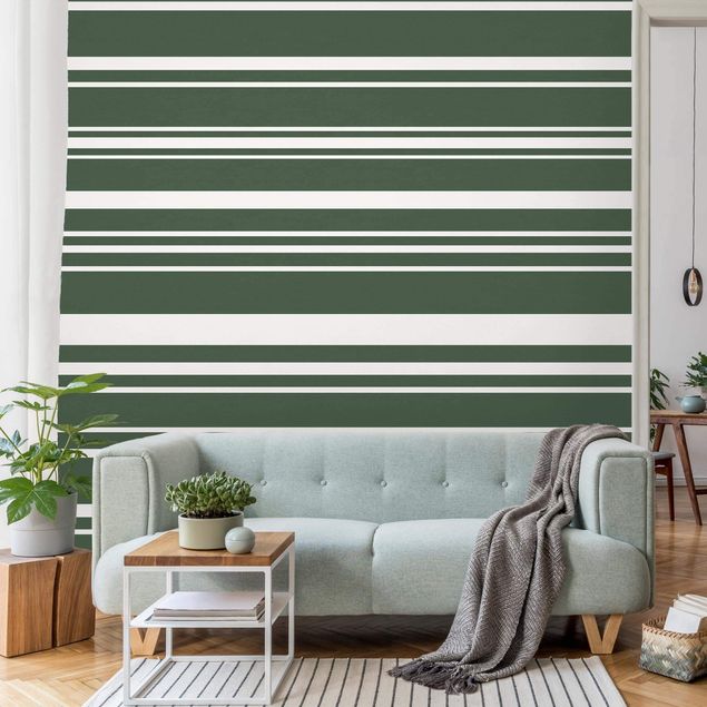 Vertical striped wallpaper Stripes On Green Backdrop