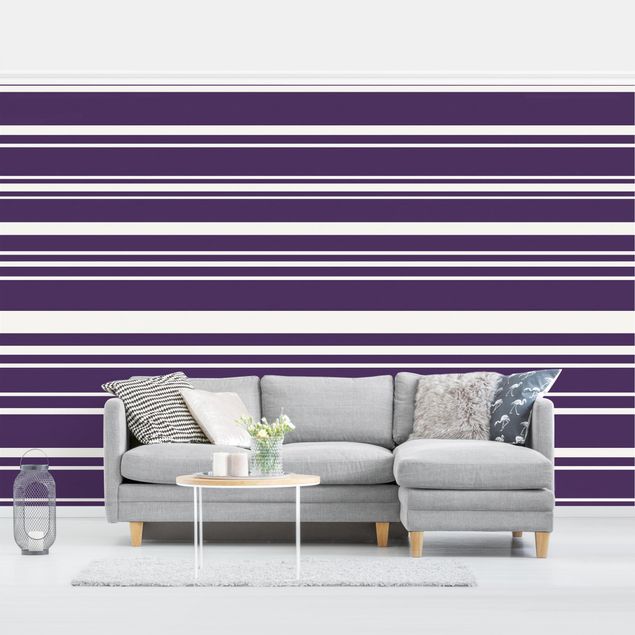 Horizontal striped wallpaper Stripes On Purple Backdrop