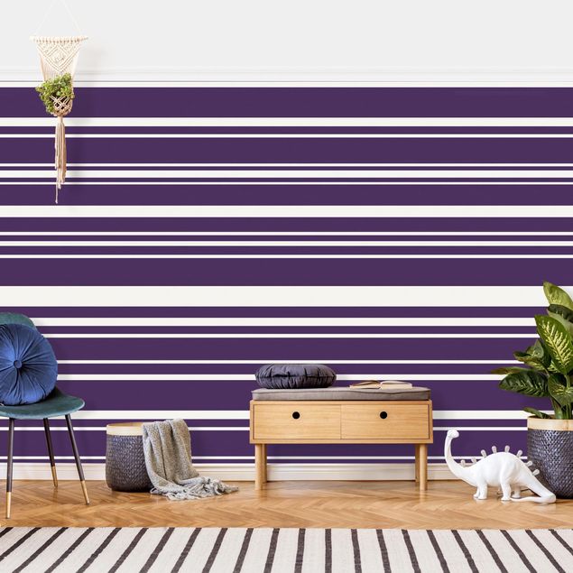 Contemporary wallpaper Stripes On Purple Backdrop