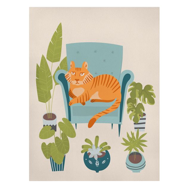 Cat canvas Domestic Mini Tiger Illustration