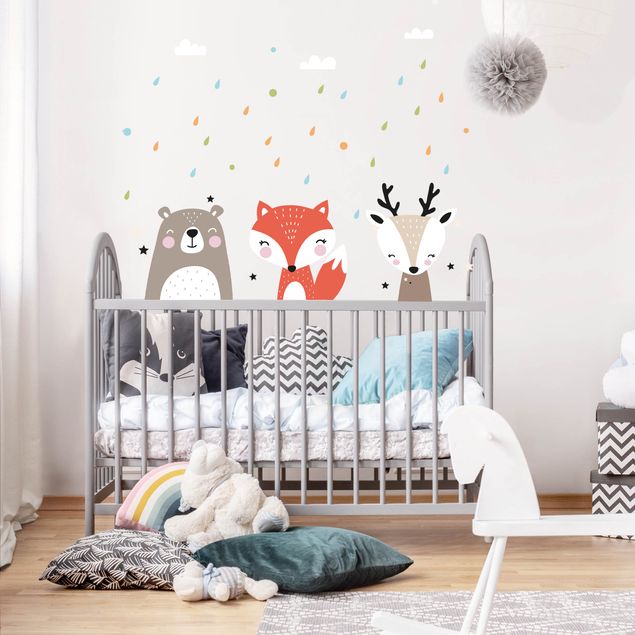 Stag head wall sticker Sweet forest animals