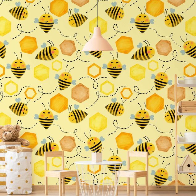 Wallpapers patterns Sweet Honey With Bees Illustration