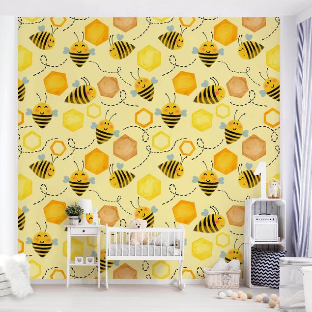 Nursery decoration Sweet Honey With Bees Illustration