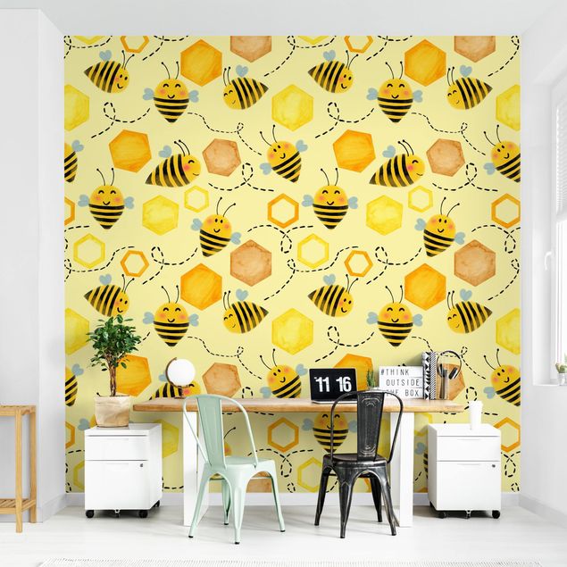 Wallpapers modern Sweet Honey With Bees Illustration