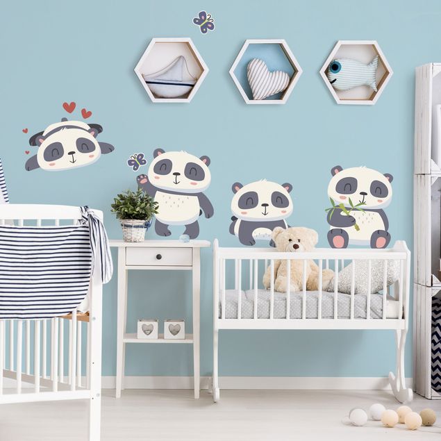 Panda stickers for walls Sweet pandaic set