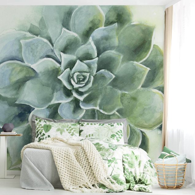 Modern wallpaper designs Succulent Plant Watercolour Dark