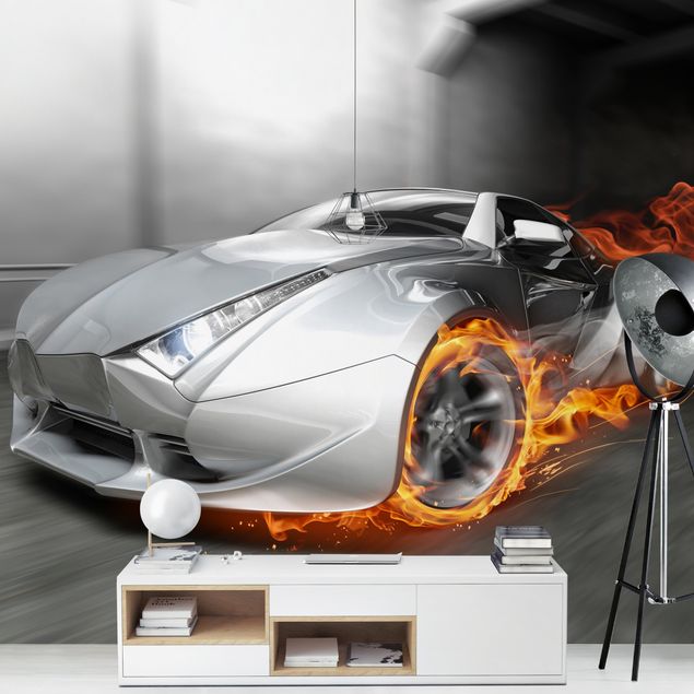 Contemporary wallpaper Supercar In Flames