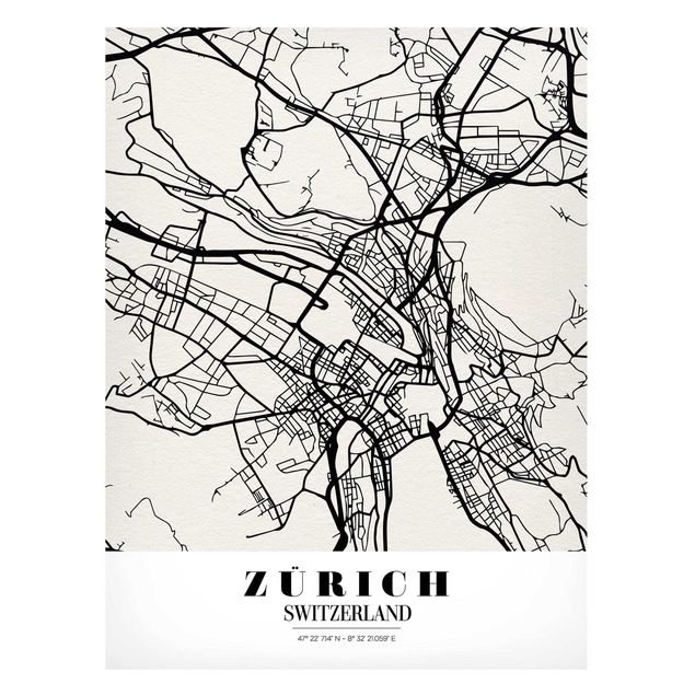 Magnet boards maps Zurich City Map - Classic