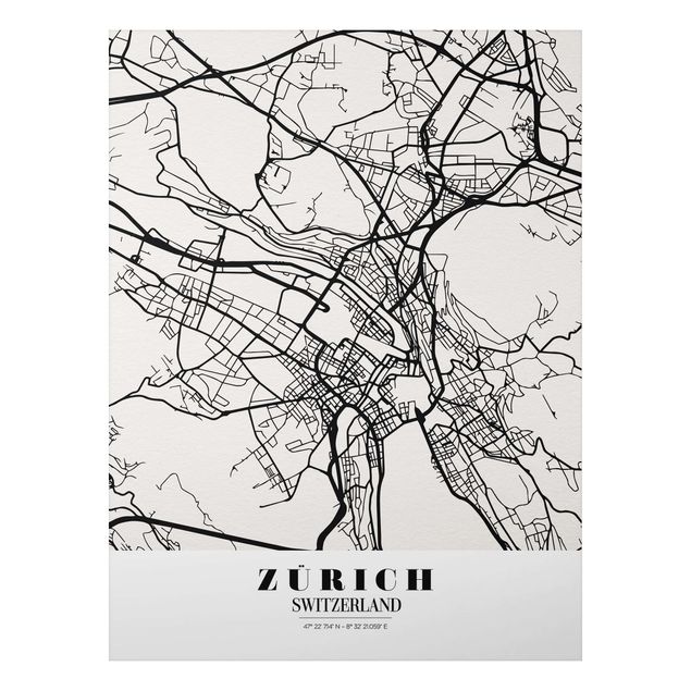 Printable world map Zurich City Map - Classic