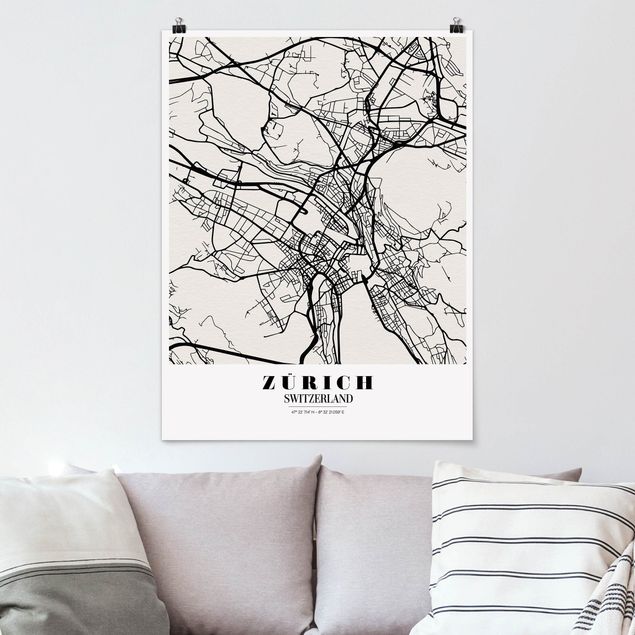 World map poster Zurich City Map - Classic