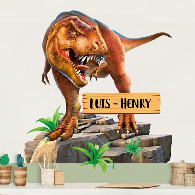 Nursery decoration T-Rex with desired text