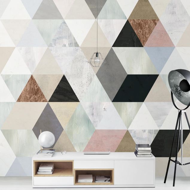 Wallpapers modern Watercolour Mosaic With Triangles I