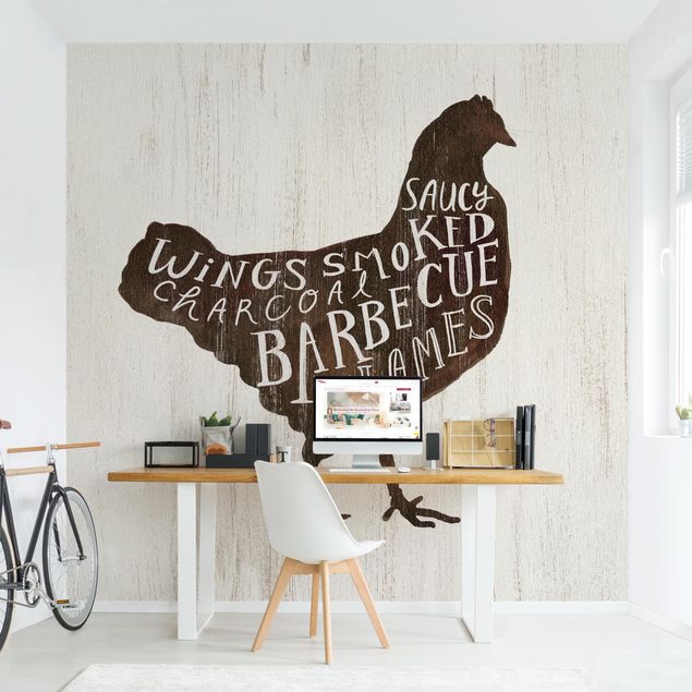 Adhesive wallpaper Farm BBQ - Chicken