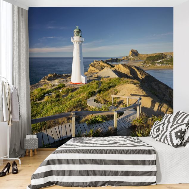 Wallpaper beach Castle Point Lighthouse New Zealand