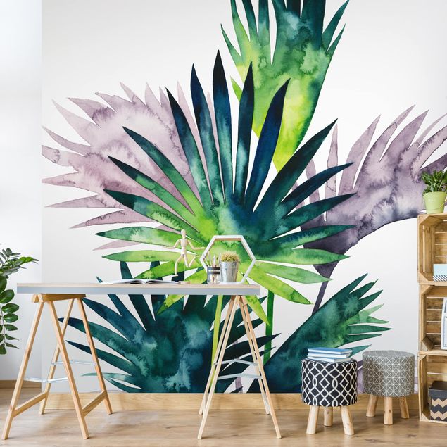 Contemporary wallpaper Exotic Foliage - Fan Palm