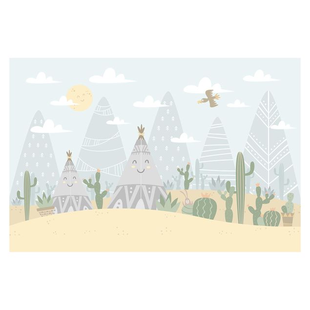 Wallpapers turquoise Tepee With Cacti