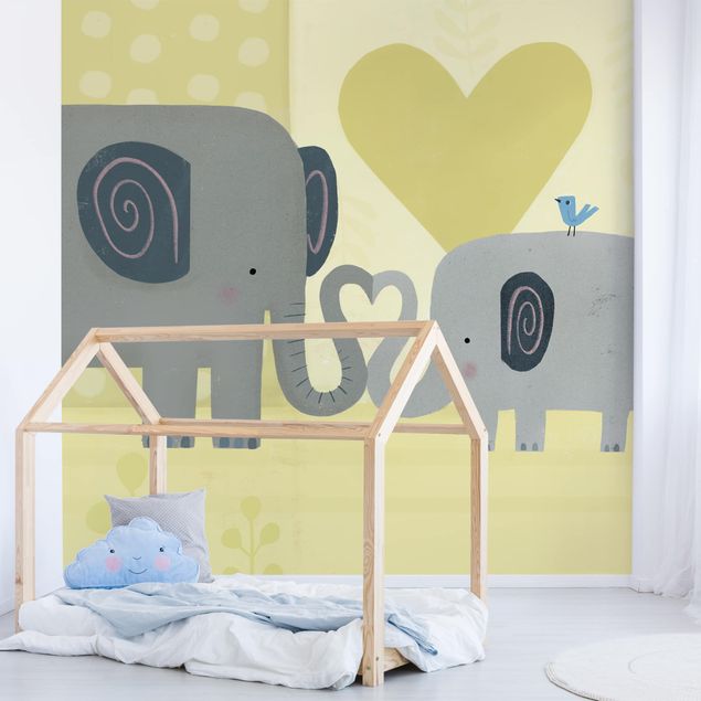 Contemporary wallpaper Mum And I - Elephants