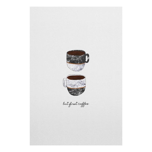 Black and white wall art Coffee Mugs Quote But first Coffee