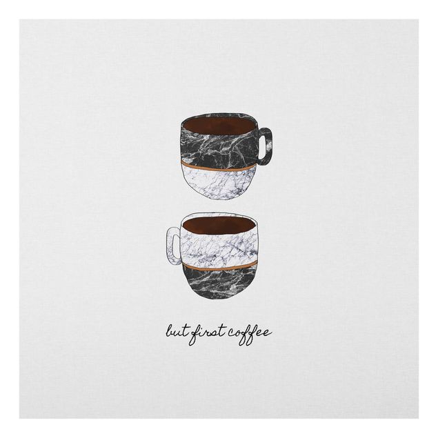 Black and white wall art Coffee Mugs Quote But first Coffee