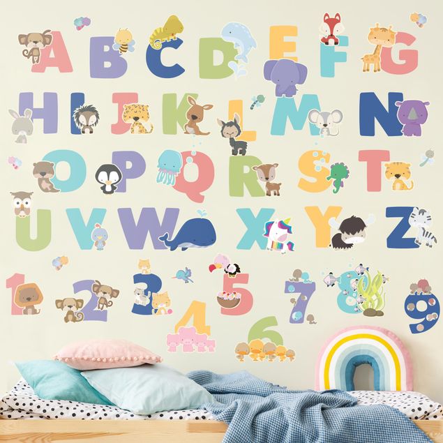 Woodland tree wall stickers Animal alphabet set