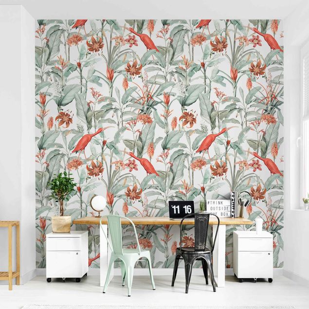 Contemporary wallpaper Tiger Iris And Cranes In Botany