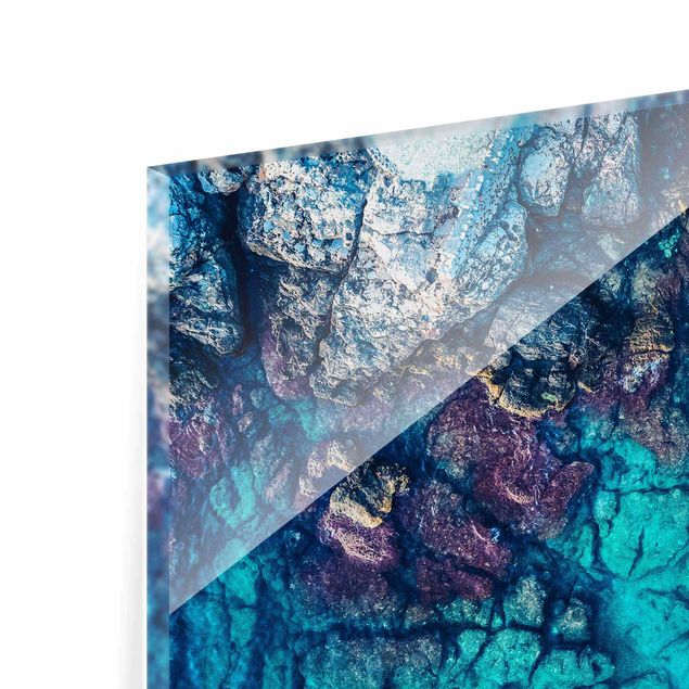 Glass prints landscape Top View Colourful Rocky Coastline