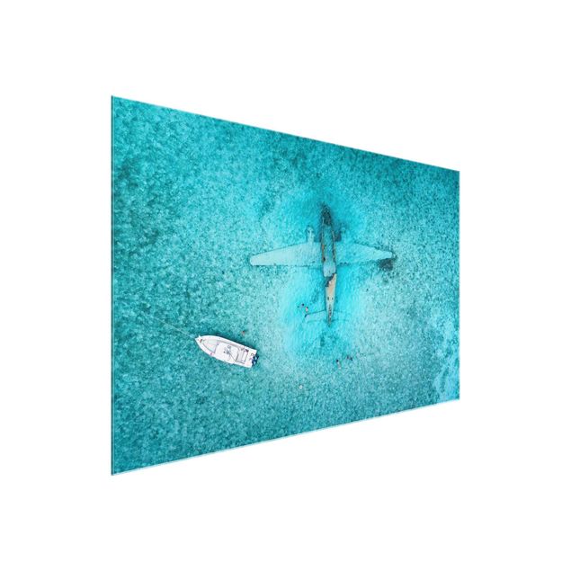 Landscape wall art Top View Airplane Wreckage In The Ocean