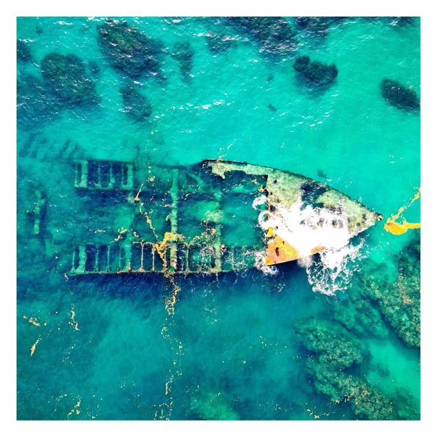 Wallpapers turquoise Top View Ship Wreck In The Ocean
