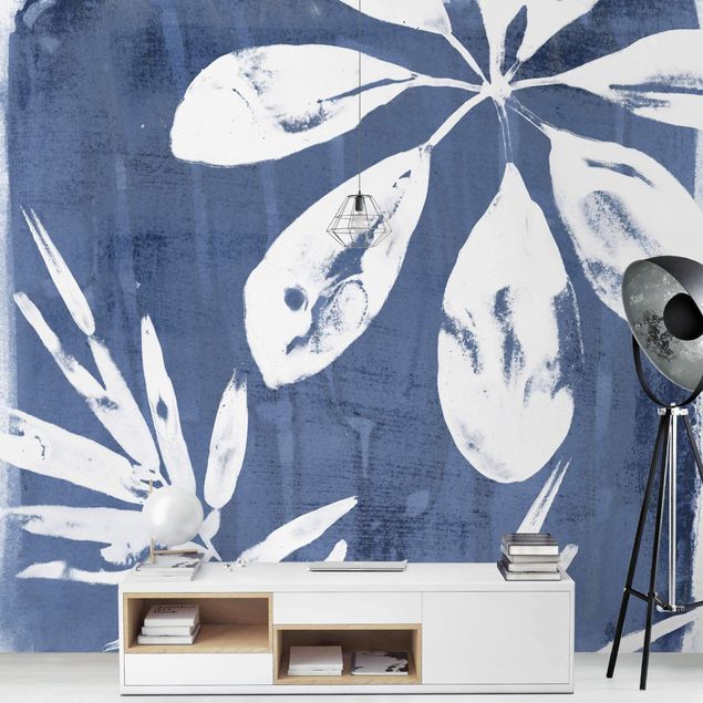 Modern wallpaper designs Tropical Leaves Indigo I