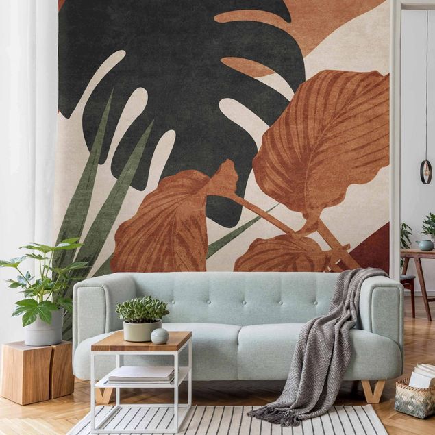 Wallpapers modern Tropical Boho Leaves