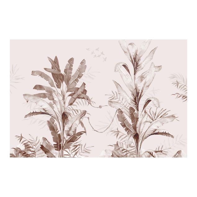 Adhesive wallpaper Tropical Palm Trees And Leaves Sepia