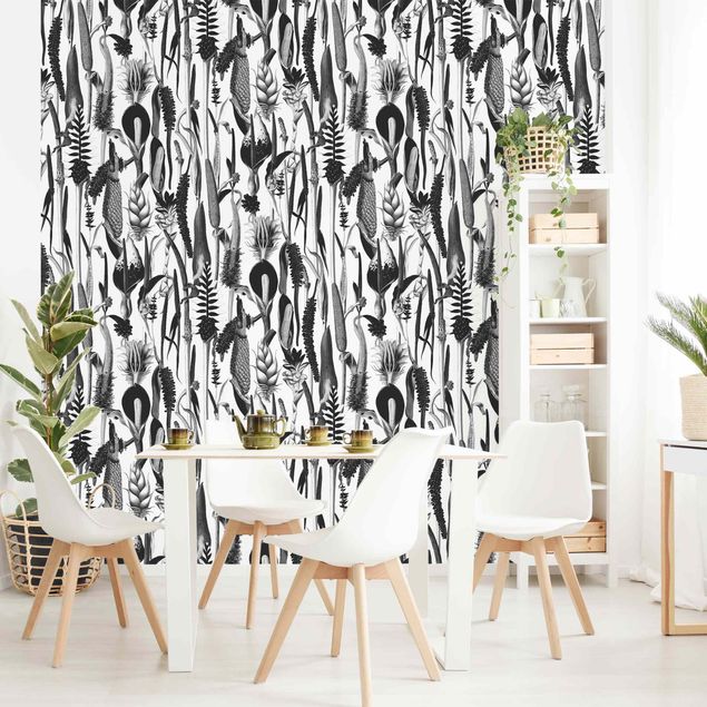 Wallpapers flower Tropical Luxury Pattern Black And White