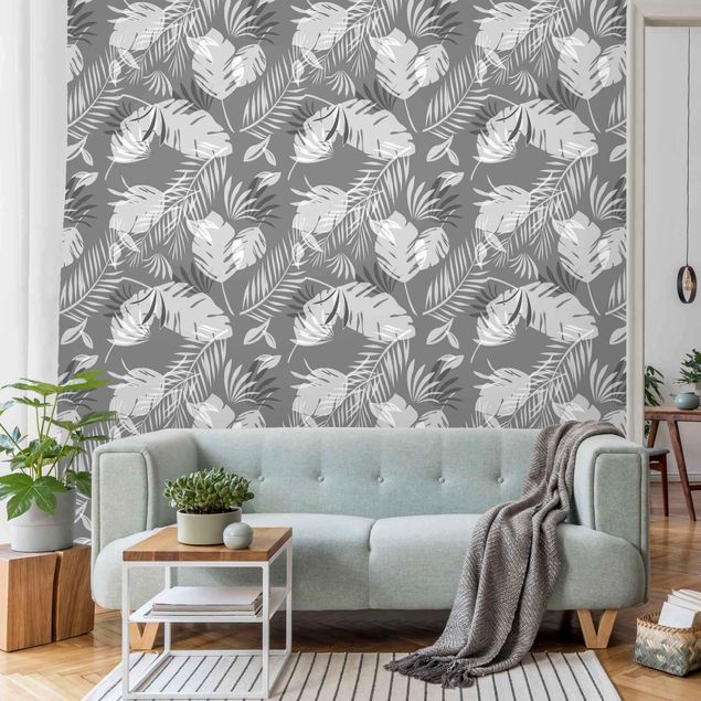 Wallpapers flower Tropical Outlines Pattern In Grey