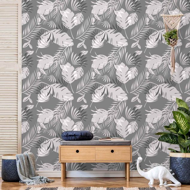 Wallpapers patterns Tropical Outlines Pattern In Grey