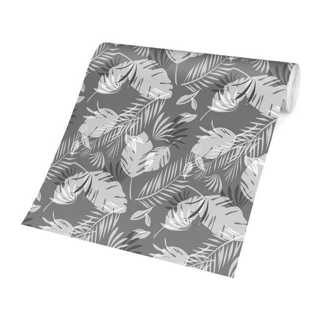 Wallpapers grey Tropical Outlines Pattern In Grey