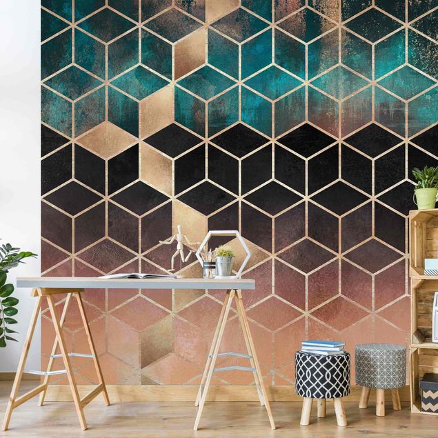 Wallpapers geometric Turquoise Rosé Golden Geometry