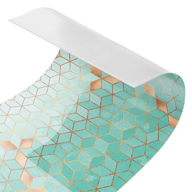 Adhesive films Turquoise White Golden Geometry II