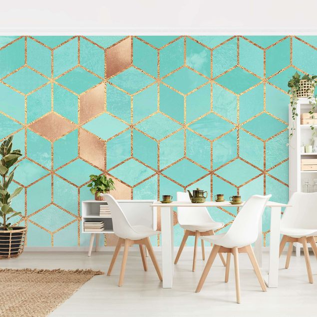 Wallpapers patterns Turquoise White Golden Geometry