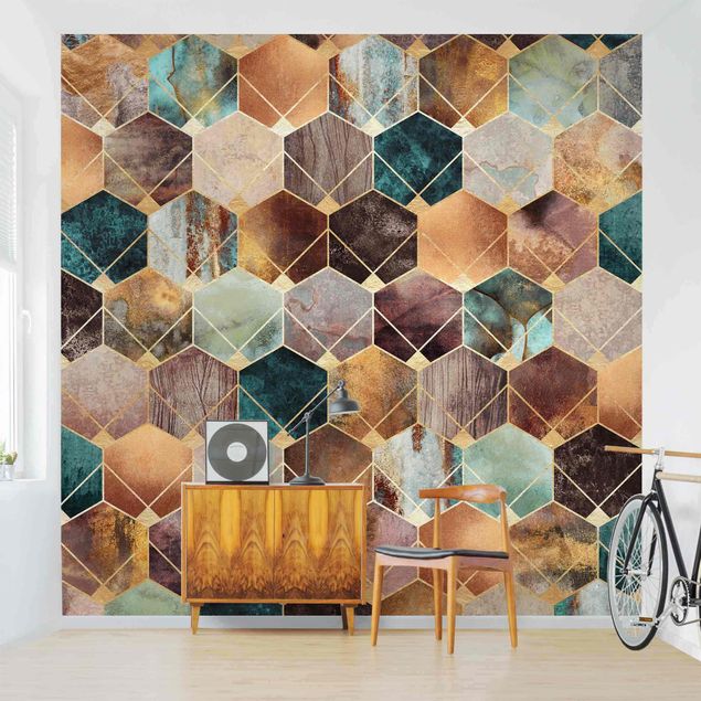 Wallpapers gold and silver Turquoise Geometry Golden Art Deco