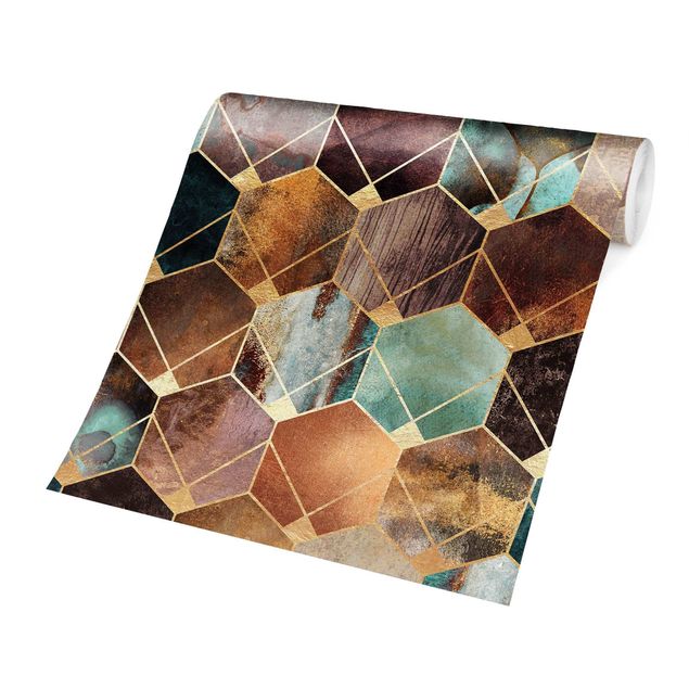 Wallpapers patterns Turquoise Geometry Golden Art Deco